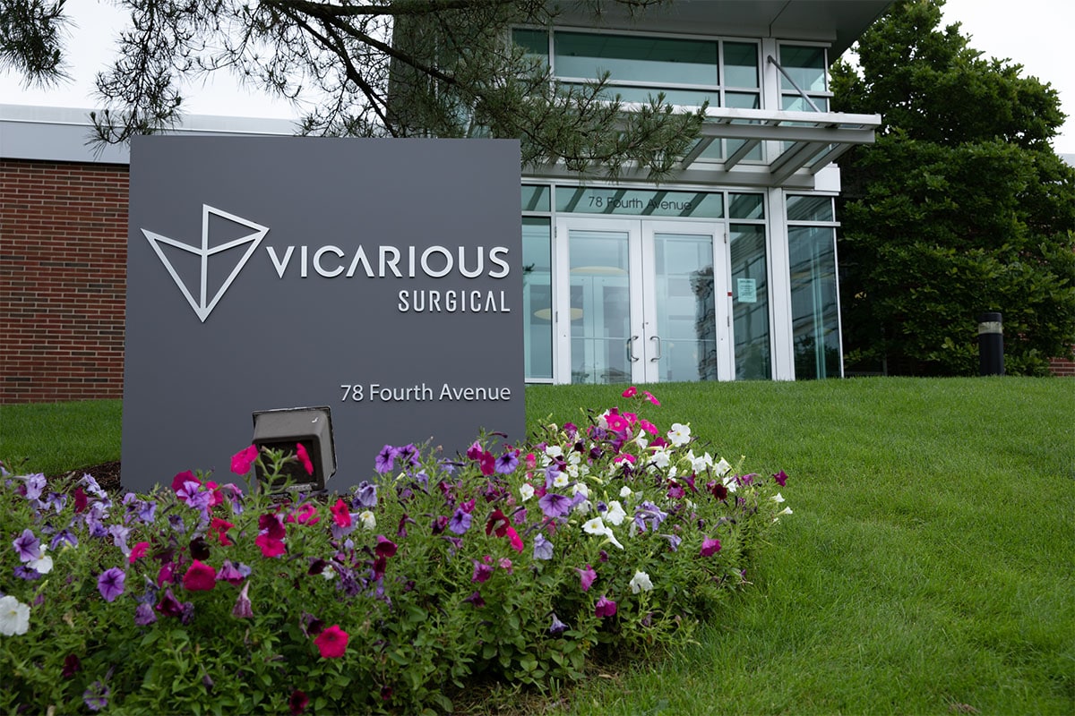 Vicarious Surgical office building with sign outside